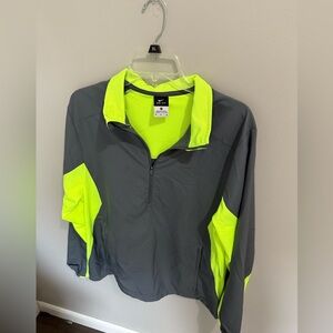 Nike Windbreaker Jacket Mens M Pullover‎ 1/2 Zip Gray Neon Yellow. Outdoor
